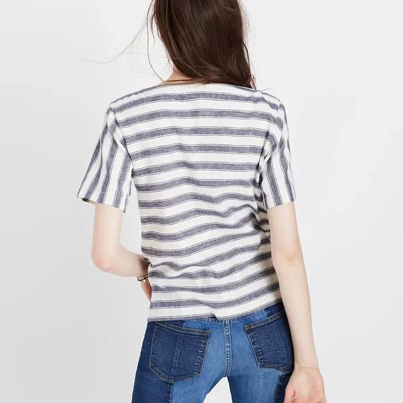 Madewell Striped Lace Up Top - XXS - Picture 3 of 7